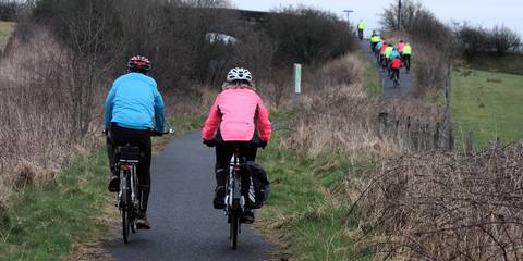 Cyclists on NCN73 cycle path